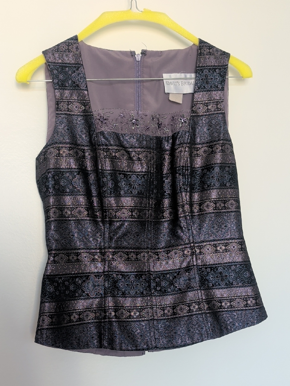 Davids Bridal Purple Brocade Tank Top